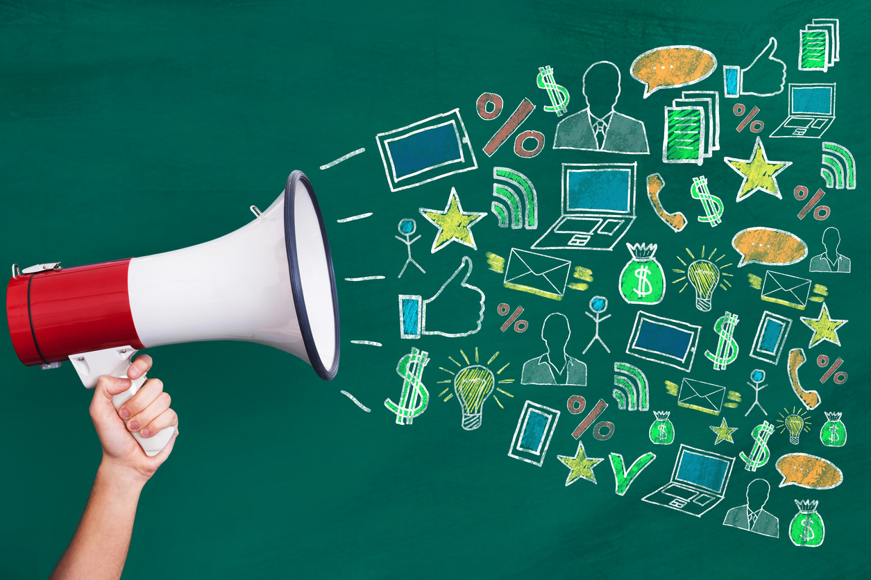 Young Man Shouting In Megaphone
