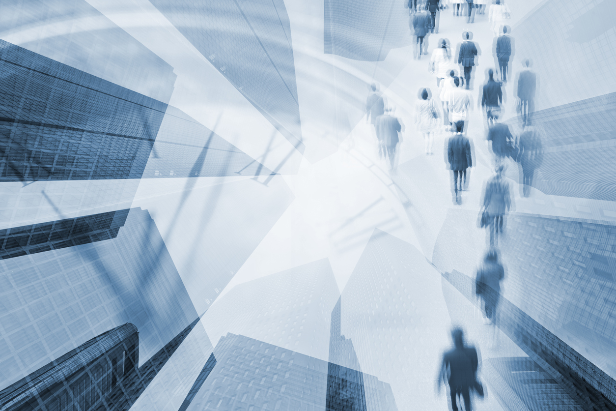 Digital Composite Image of Tokyo Business Scene